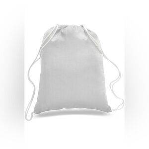 Lot Of 7 - White Cotton Canvas Drawstring Backpack Bags - 14" x 18" - NEW